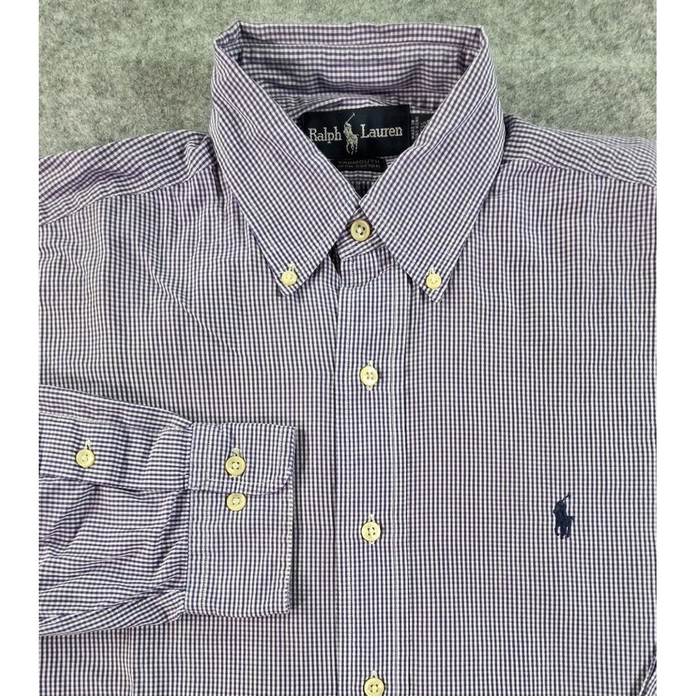 Ralph Lauren Yarmouth Button Down Dress Shirt-Size 15 1/2 x 32/33-Purple Gingham